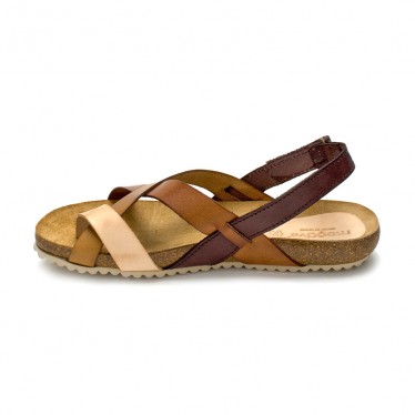 Woman Leather Bio Sandals Velcro Cork Sole 830MX Leather, by Morxiva Shoes