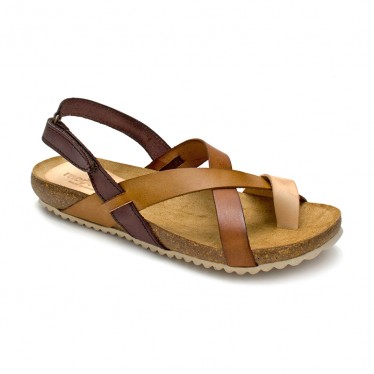 Woman Leather Bio Sandals Velcro Cork Sole 8300 Leather, by BluSandal
