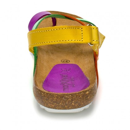 Woman Leather Bio Sandals Velcro Cork Sole 830MX Multi, by Morxiva Shoes