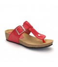 Woman Leather Wedged Bio Sandals Cork Sole 414 Red, by Morxiva Shoes