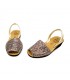 Woman Leather Wedged Menorcan Sandals Glitter 1275 Multi, by C. Ortuño