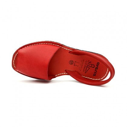 Woman Leather Menorcan Sandals Colour Insole 2010-S Red, by C. Ortuño