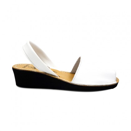 Woman Wedged Leather Basic Menorcan Sandals 211ME White, by C. Ortuño