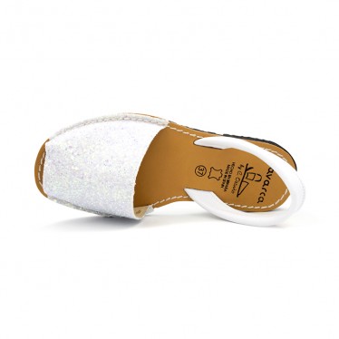 Woman Glitter Leather Menorcan Sandals 275GLI-1 White, by C. Ortuño