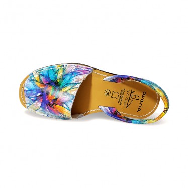 Woman Leather Menorcan Sandals Dragonfly Wings 383AV Multicolor, by C. Ortuño