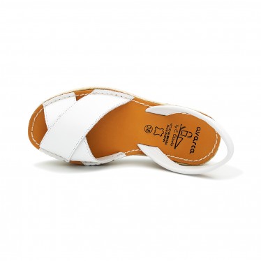 Woman Leather Crossed Menorcan Sandals Platform 8394 White, by C. Ortuño