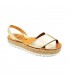 Woman Metallic Leather Menorcan Sandals Platform 8394 Gold, by C. Ortuño