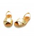 Woman Metallic Leather Menorcan Sandals Platform 8394 Gold, by C. Ortuño