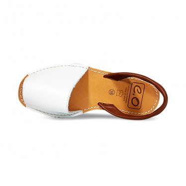 Woman Leather Menorcan Sandals Esparto Sole 8201L White, by C. Ortuño