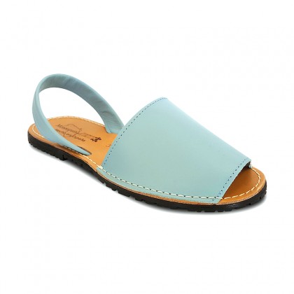 Woman Leather Basic Menorcan Sandals 550 Sky Blue, by Pisable
