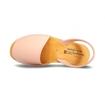 Woman Leather Basic Menorcan Sandals 550 Pale Pink, by Pisable