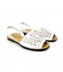Woman Openwork Leather Menorcan Sandals Metallic Ornaments 387 White, by C. Ortuño