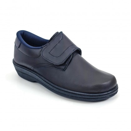 Woman Leather Hospital Shoes Anatomical Velcro Closure 790 Navy, by Percla