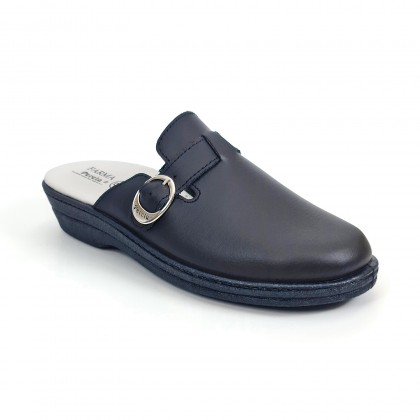 Woman Leather Hospital Shoes Slingback Buckle 796 Navy, by Percla