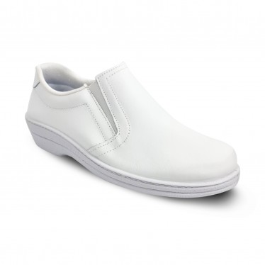 Woman Leather Hospital Shoes Anatomical No Laces 18791 White, by Percla