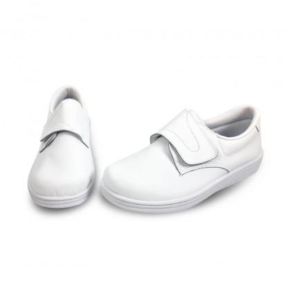 Man Leather Hospital Shoes Anatomical Velcro Closure 290 White, by Percla