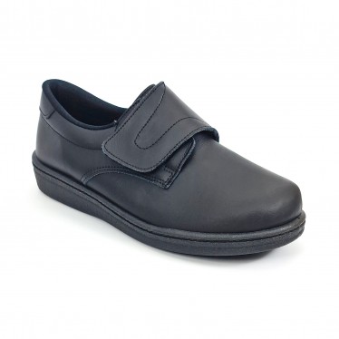 Man Leather Hospital Shoes Anatomical Velcro Closure 290 Black, by Percla
