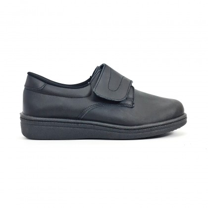 Man Leather Hospital Shoes Anatomical Velcro Closure 290 Black, by Percla
