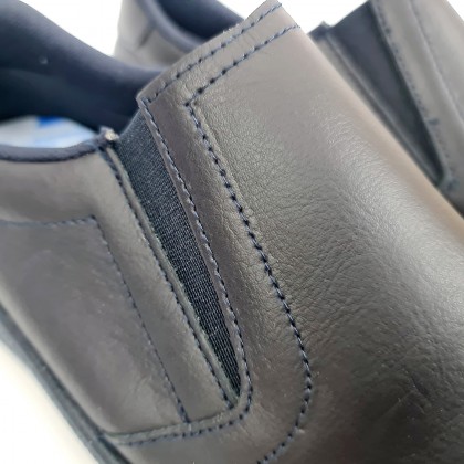 Man Leather Hospital Shoes Anatomical No Laces 291 Navy, by Percla