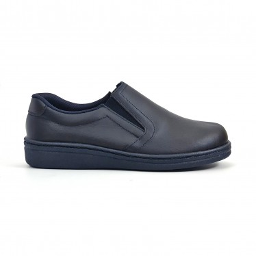 Man Leather Hospital Shoes Anatomical No Laces 291 Navy, by Percla