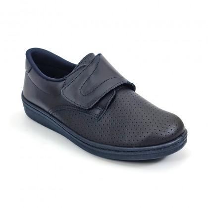 Man Perfo Leather Hospital Shoes Anatomical Velcro Closure 293 Navy, by Percla