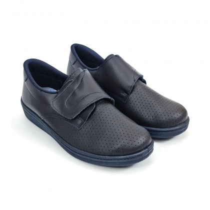 Man Perfo Leather Hospital Shoes Anatomical Velcro Closure 293 Navy, by Percla