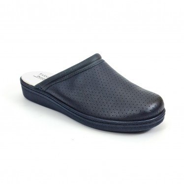 Man Perfo Leather Hospital Shoes Backless 298 Navy, by Percla