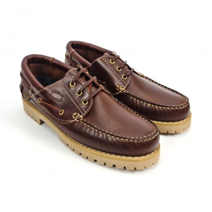 Náuticos Hombre Piel Pull Suela Gruesa Tipo Timberland 3000 Rojizo, de Urban Jungles