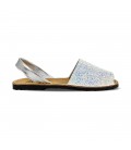 Woman Holographic Glitter Leather Menorcan Sandals 275 Snow, by C. Ortuño