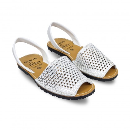 Woman Openwork Leather Menorcan Sandals 336 White, by C. Ortuño