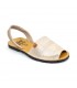 Woman Metallic Engraved Leather Menorcan Sandals 453 Beige, by C. Ortuño