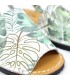 Woman Leather Menorcan Sandals Plants Print 458 Green, by C. Ortuño