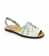 Woman Leather Menorcan Sandals Plants Print 458 Green, by C. Ortuño