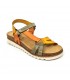 Sandalias Bio Planas Mujer Piel Velcro Plantilla Corcho 1855 Mostaza, de Blusandal