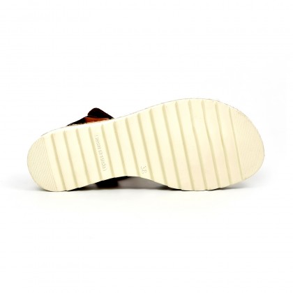 Sandalias Cuña Baja Mujer Piel Velcro Plantilla Acolchada 2896 Blanco, de Blusandal