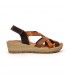 Sandalias Cuña Baja Mujer Piel Velcro Plantilla Acolchada 3104 Cuero, de Blusandal