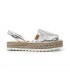 Woman Leather and Sequins Menorcan Sandals Platform Padded Insole 1253 Silver, by Eva Mañas