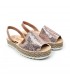 Woman Leather and Sequins Menorcan Sandals Platform Cushioned Insole 1253 Nude, by Eva Mañas