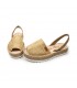 Woman Leather and Sackcloth Menorcan Sandals Platform Cushioned Insole 1250 Camel, by Eva Mañas