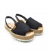 Woman Leather and Sackcloth Menorcan Sandals Platform Cushioned Insole 1250 Black, by Eva Mañas