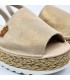 Woman Leather and Glitter Menorcan Sandals Platform Cushioned Insole 1251 Taupe, by Eva Mañas