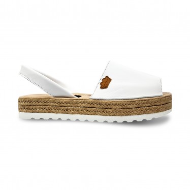 Woman Leather Menorcan Sandals Platform Cushioned Insole 1252 White, by Eva Mañas
