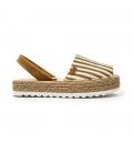 Woman Leather and Raffia Menorcan Sandals Platform Padded Insole 1255 Leather, by Eva Mañas