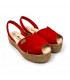 Woman Suede Leather Crossed Menorcan Sandals Platform Padded Insole 1257 Red, by Eva Mañas