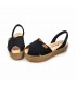 Woman Suede Leather Crossed Menorcan Sandals Platform Padded Insole 1257 Black, by Eva Mañas