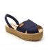 Woman Suede Leather Crossed Menorcan Sandals Platform Padded Insole 1257 Navy Blue, by Eva Mañas