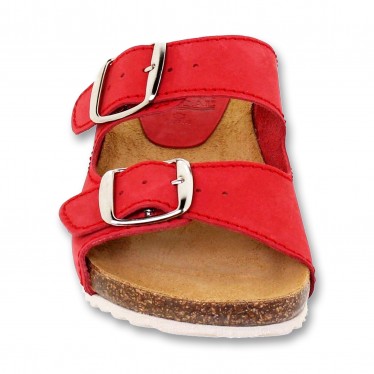 Woman Leather Bio Sandals Cork Sole Padded Insole 896 Rojo, by BlueSandal