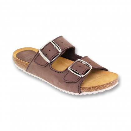 Woman Leather Bio Sandals Cork Sole Padded Insole 896 Brown, by BlueSandal