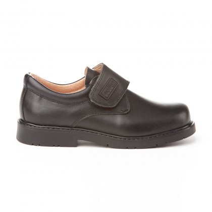 Boys Leather School Shoes Velcro 435 Black, by AngelitoS