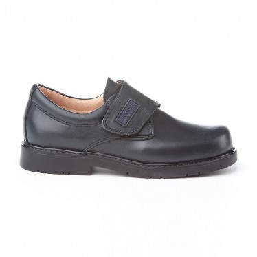 Boys Leather School Shoes Velcro 435 Navy, by AngelitoS